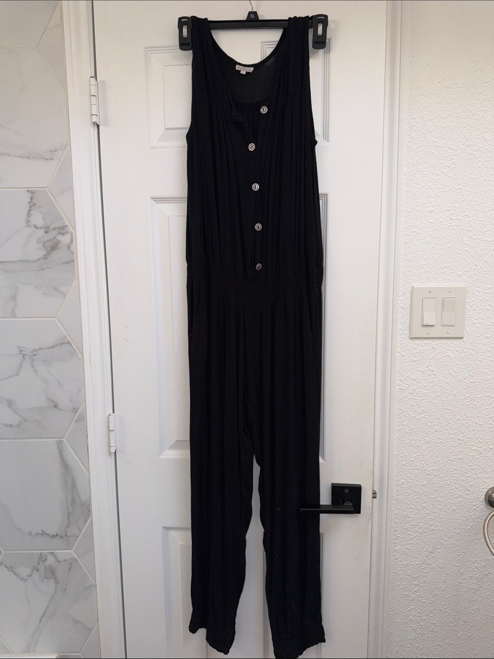 Sleeveless Black Button-Front Jumpsuit by Unknown Brand